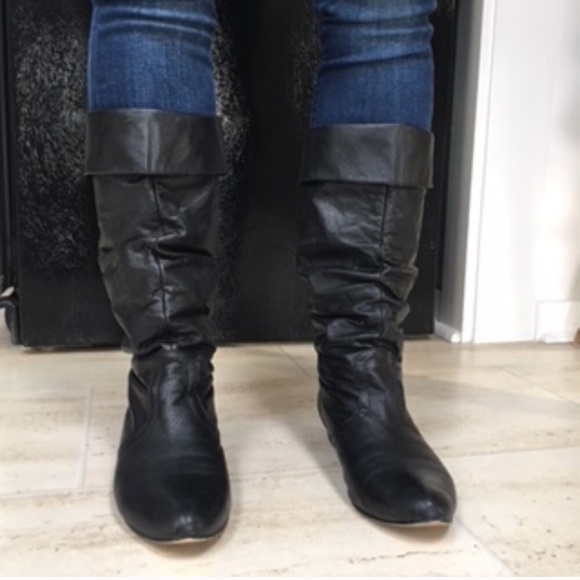 Black leather Steve Madden boots - Picture 1 of 4